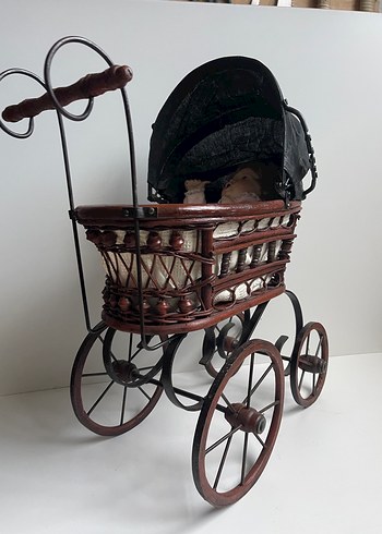 Koyu Kahverengi Ahşap Bebek Arabası - Görsel 11