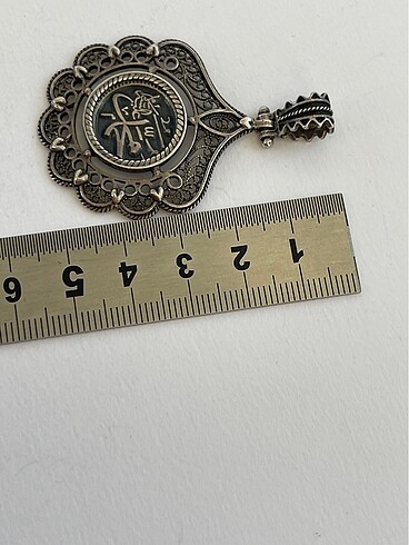 Beden beyaz Renk ????925 Ayar Gümüş Telkari El İşçilikli Arapça Yazılı Kolye Ucu