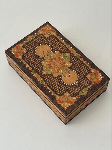 ????Avrupa Vintage Ahşap Mücevher Kutusu El Boyalı Pirografik Ku