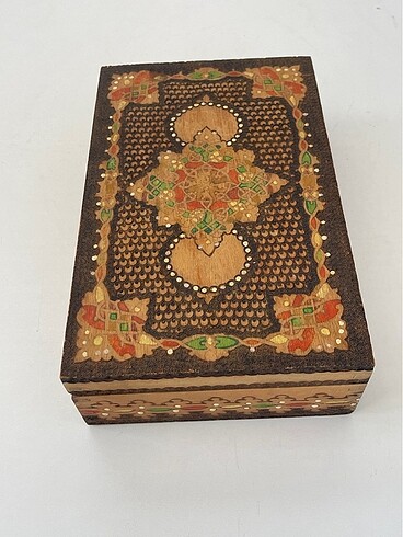 Diğer ????Avrupa Vintage Ahşap Mücevher Kutusu El Boyalı Pirografik Ku