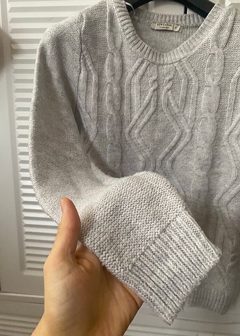 Gri Örgü Kadın Kazak - Görsel 2