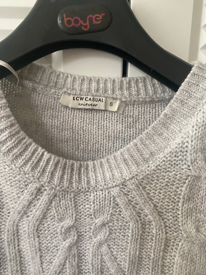 Gri Örgü Kadın Kazak - Görsel 3