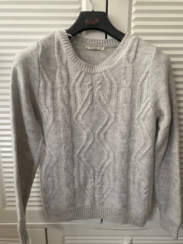 Gri Örgü Kadın Kazak - Görsel 4