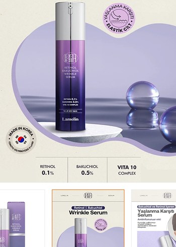 Lamelin Retinol Bakuchiol Kırışıklık Serumu 50ML - Görsel 2