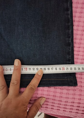 26 Beden pembe Renk Kemer Detaylı Koyu Pembe Kadın Midi Kot Pantolon