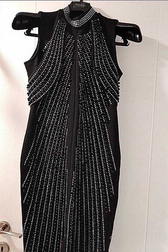 Siyah işlemeli Uzun Abiye Elbise - Görsel 3