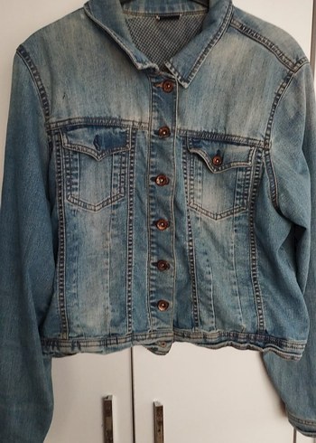Düğmeli Mavi Denim Kadın Ceket