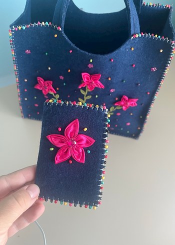 Beden pembe Renk Keçe çanta büyük boy