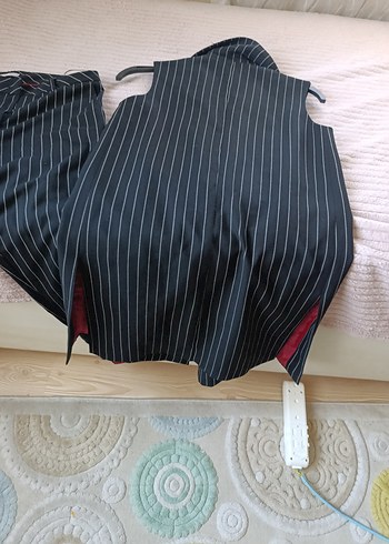 l Beden siyah Renk Kadın Siyah Çizgili Kolsuz Takım Ceket