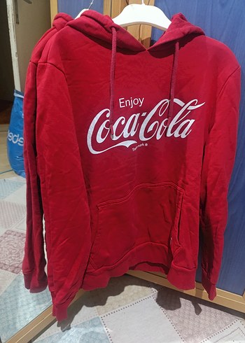 s Beden Kırmızı Coca-Cola Kapüşonlu Sweatshirt