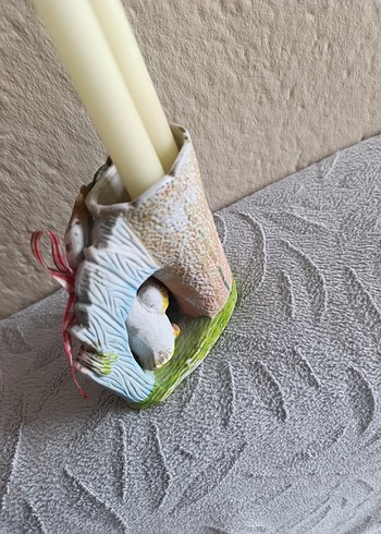 Beyaz Ördek Figürlü Mumluk - Görsel 3