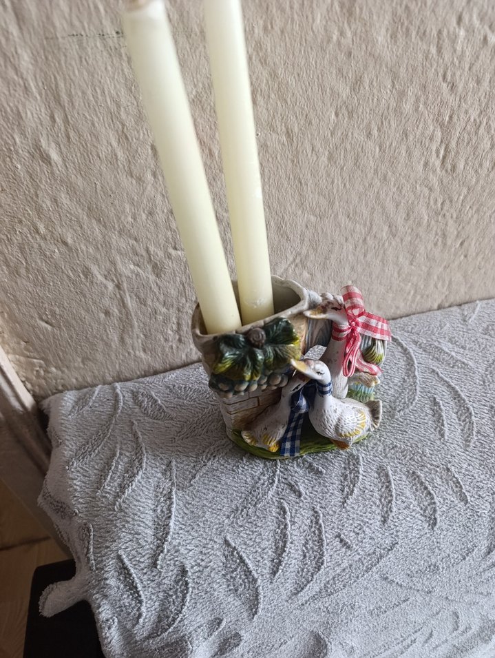 Beyaz Ördek Figürlü Mumluk - Görsel 2