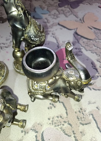 Gri ve Altın Renk Fil Biblo - Görsel 6