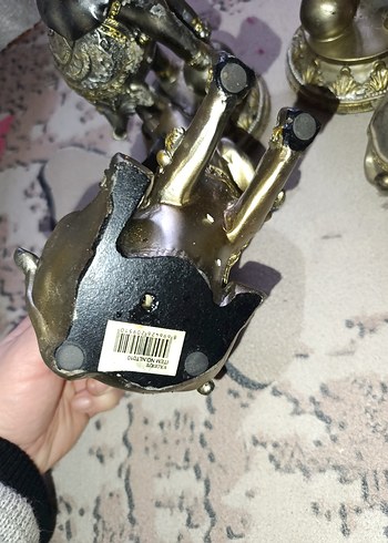 Gri ve Altın Renk Fil Biblo - Görsel 5