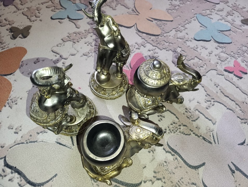 Gri ve Altın Renk Fil Biblo - Görsel 4