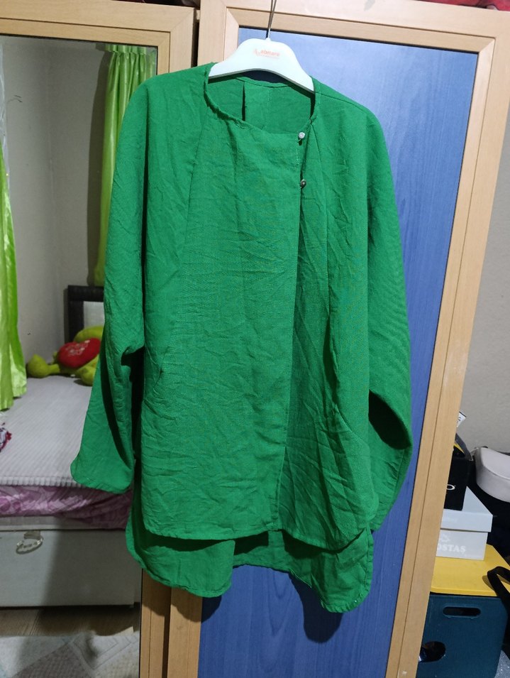 Düğmeli Yeşil Midi Hamile Ceketi - Görsel 3