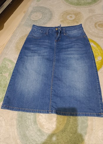 Mavi Midi Hamile Kot Etek - Görsel 2