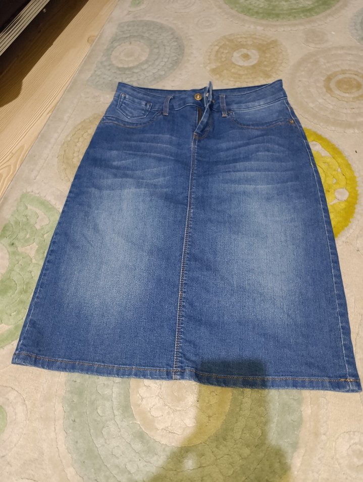 Mavi Midi Hamile Kot Etek - Görsel 2