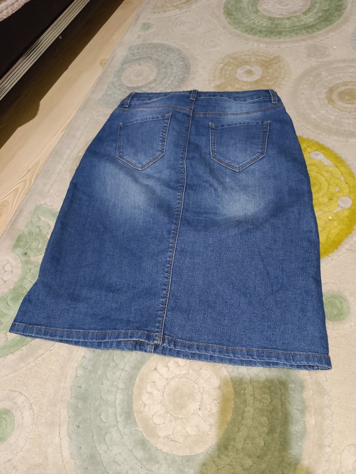 Mavi Midi Hamile Kot Etek - Görsel 3