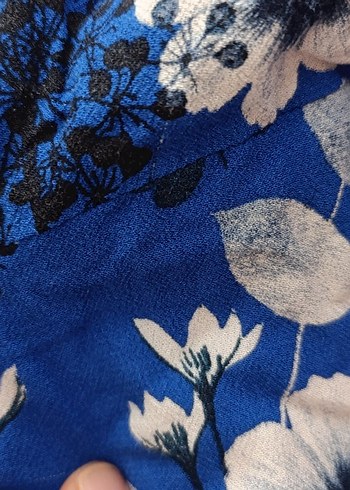 Mavi Çiçek Desenli Bohem Hamile Tulum - Görsel 5