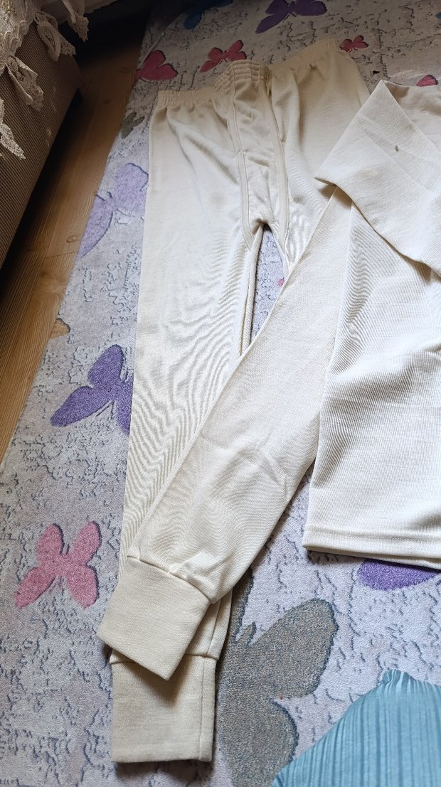 Beyaz Çocuk İçlik, Uzun Kollu, Düz - Görsel 4