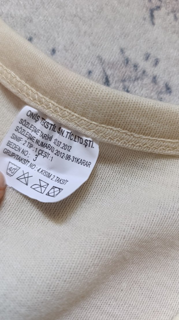 Beyaz Çocuk İçlik, Uzun Kollu, Düz - Görsel 2