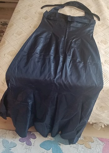 Lacivert Straplez Uzun Drapeli Kadın Abiye - Görsel 8