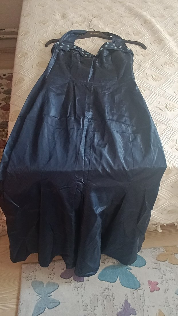 Lacivert Straplez Uzun Drapeli Kadın Abiye - Görsel 4