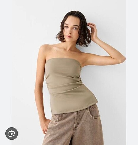 BERSHKA büzgülü bandeau top