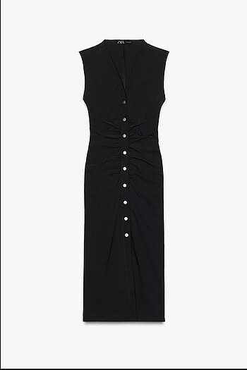 Zara Zara büzgü detaylı midi elbise