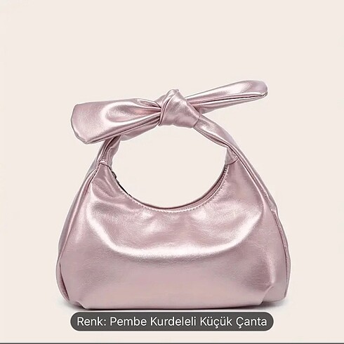 Pembe Kurdeleli Küçük Çanta