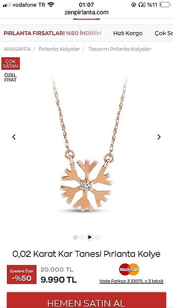  Beden altın Renk Zen Pırlanta O,02 karat kolye