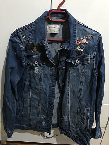 işleme detaylı oversize kot ceket