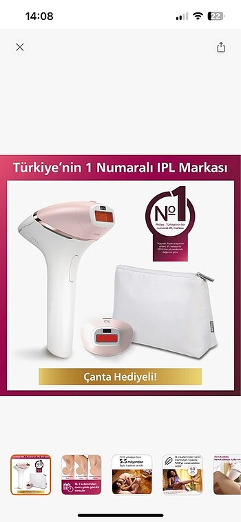 Philips Lumea BR1950/00 Lumea Lazer Epilasyon IPL Tüy Alma Cihaz