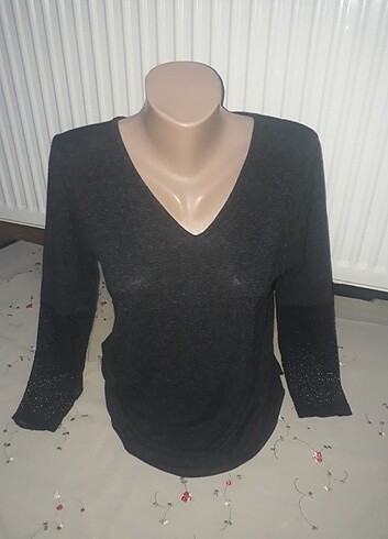 l Beden gri Renk Şık dantelli buluz l xl beden