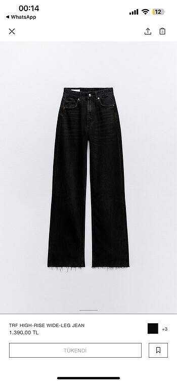 Zara wide leg kot pantolon
