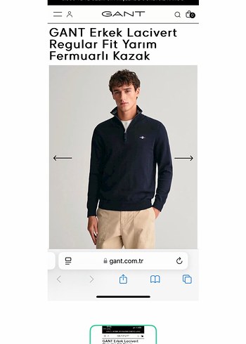 Tommy Hilfiger Gant Lacivert Regular Fit Yari Fermuarli Erkek Kazak