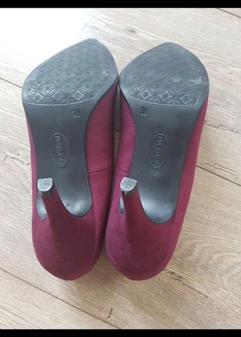 Bordo Süet Bağcıklı Stiletto Kadın Ayakkabı - Görsel 5