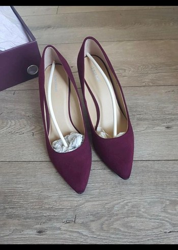 Bordo Süet Bağcıklı Stiletto Kadın Ayakkabı - Görsel 2