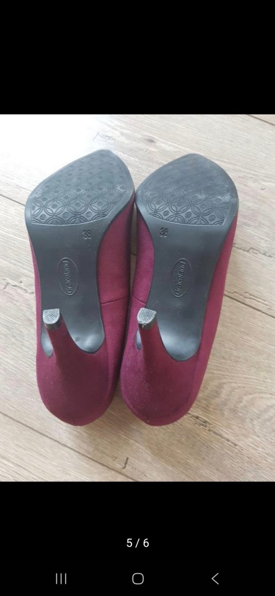 Bordo Süet Bağcıklı Stiletto Kadın Ayakkabı - Görsel 5