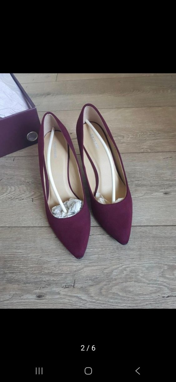 Bordo Süet Bağcıklı Stiletto Kadın Ayakkabı - Görsel 2