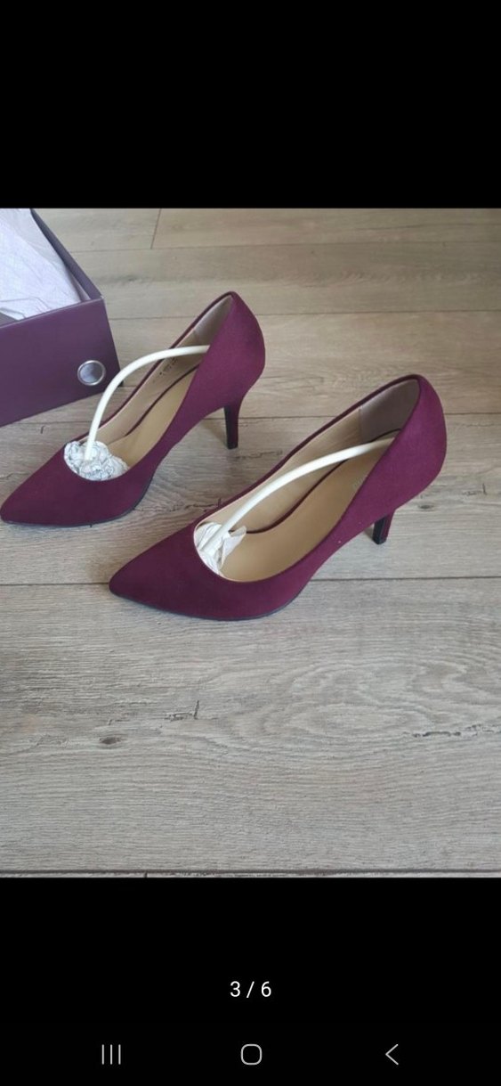 Bordo Süet Bağcıklı Stiletto Kadın Ayakkabı - Görsel 3