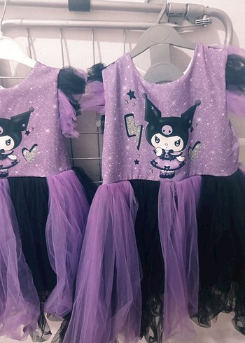 Kız Çocuk Mor Gotik Dantel Detaylı Elbise - Görsel 4