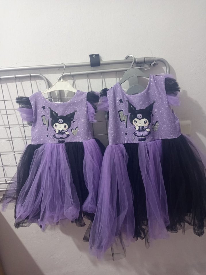 Kız Çocuk Mor Gotik Dantel Detaylı Elbise - Görsel 5