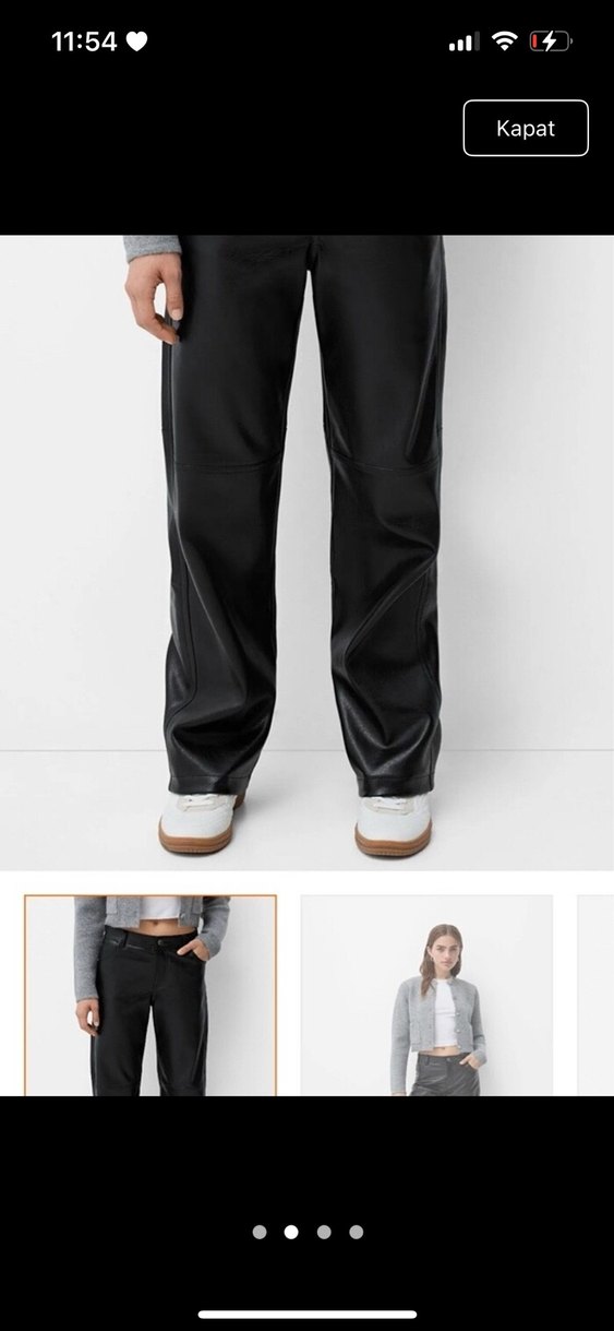 Bershka siyah deri pantolon - Görsel 2