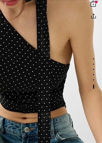Kadın siyah puantiyeli fularlı top s beden - Görsel 3