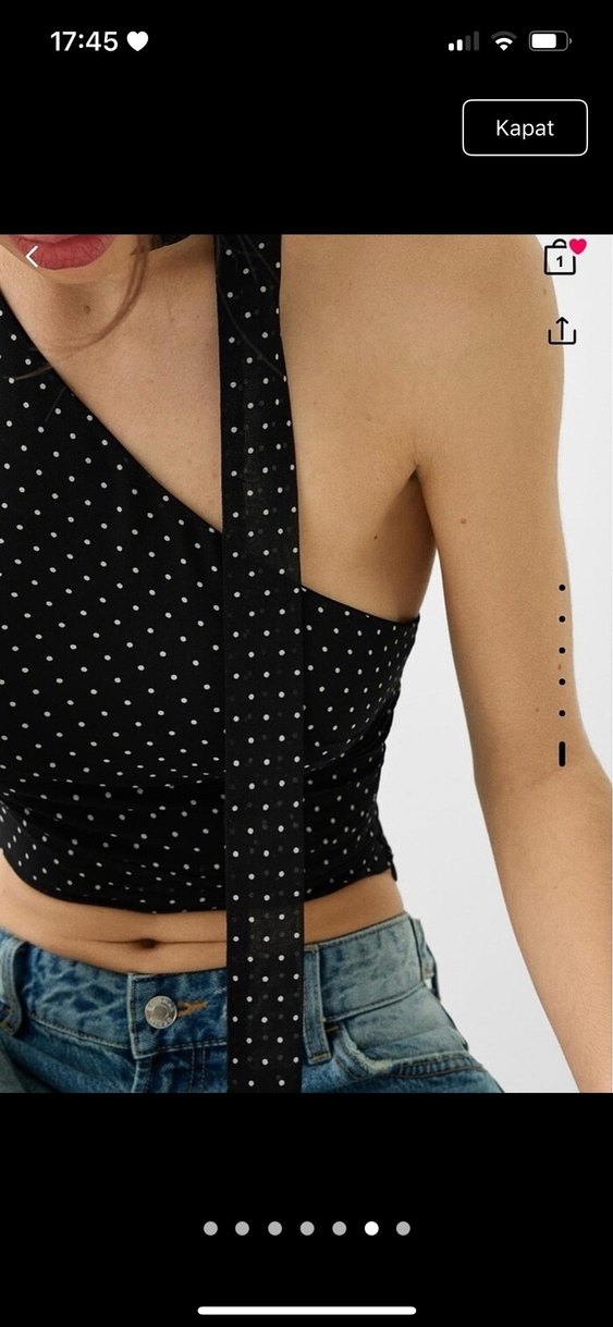 Kadın siyah puantiyeli fularlı top s beden - Görsel 3