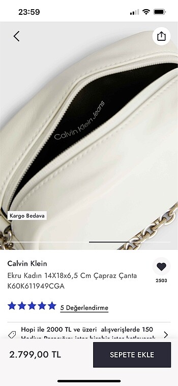 Calvin Klein Calvin klein ekru çanta