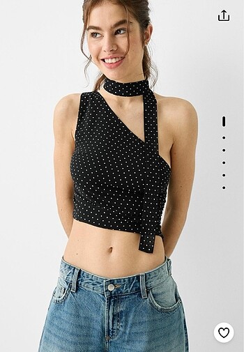 Bershka puantiye detaylı şifon top