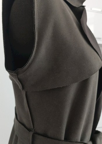 yeşili Süet Kemerli kolsuz Trençkot - Görsel 4